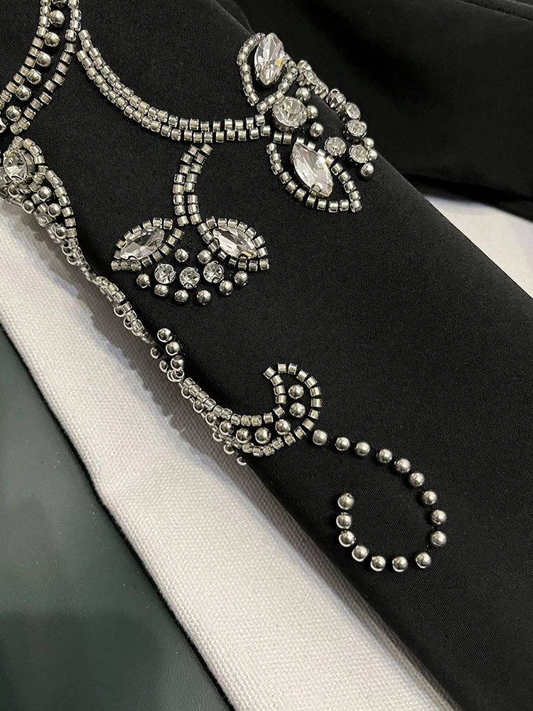 

Высококачественный новый модный костюм с тяжелой вышивкой и бриллиантами Jaet Fi Tail Long Dr A05, женская одежда для поездок на работу