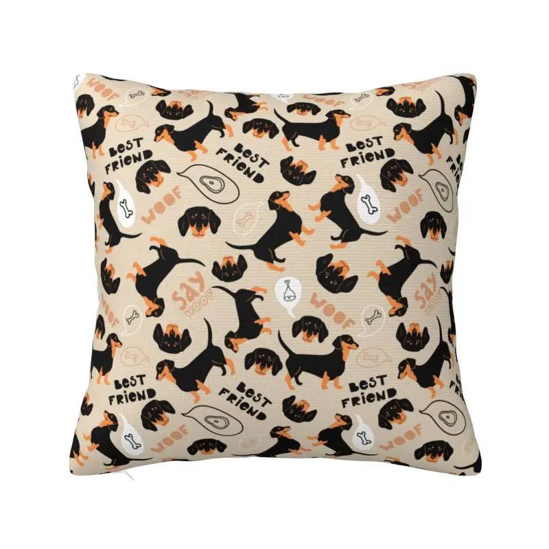 Cute Dachshund Dog Cushion Cover 55x55 cm Polyester Velvet Throw Pillow Case For Sofa Car Seat Home Decoration Pillowcase