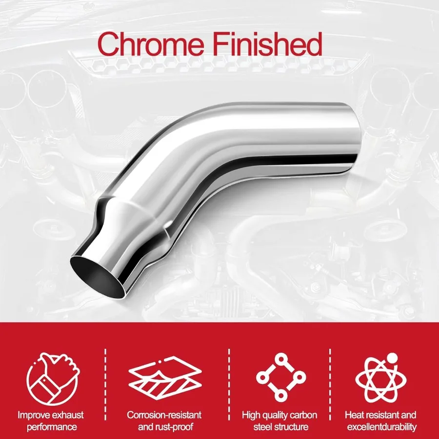 طرف العادم الكوع 4 بوصة طرف ماسورة عادم الديزل 4 إلى 6 بوصة مع مشبك 4 مدخل 6 منافذ 23 طرف طويل من الكروم للشاحنات