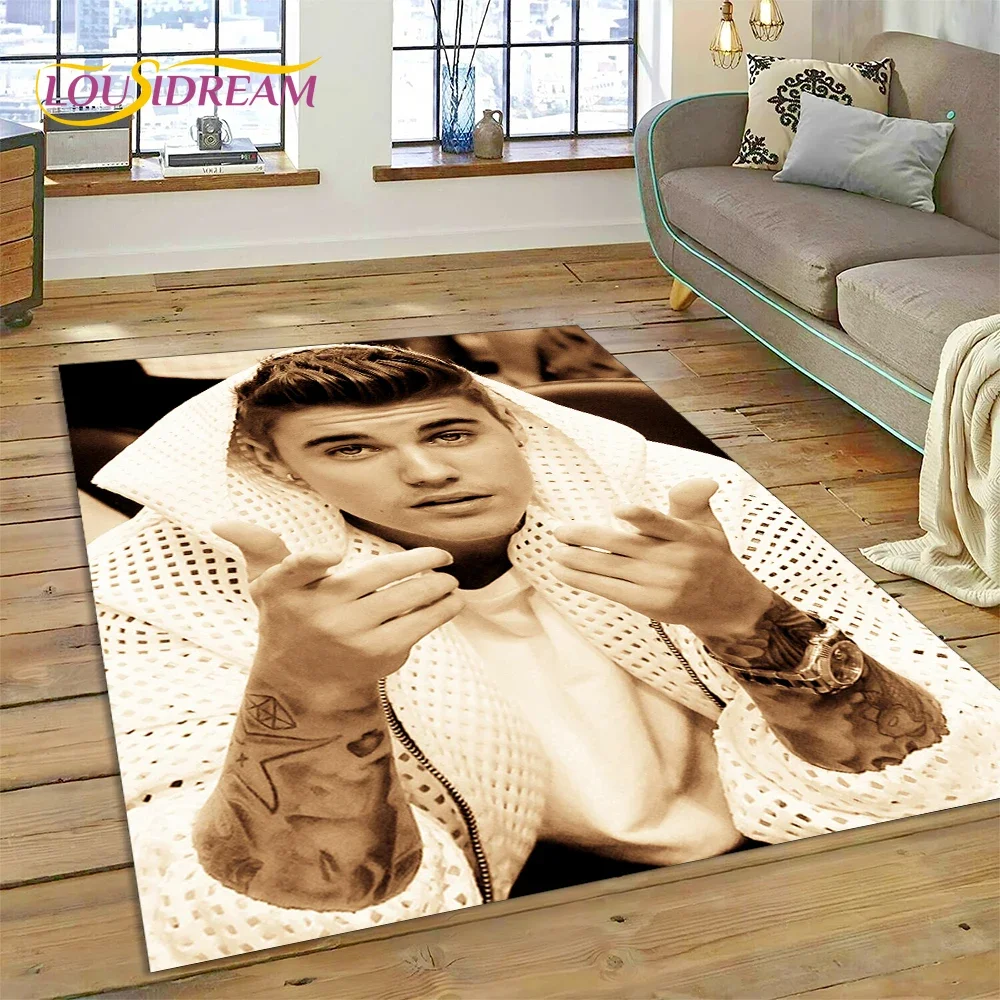 

3D Justin Bieber Idol Singer Carpet Rug for Bedroom Living Room Home Sofa Decoration,Children Game Large Decor Floor Mat Gift