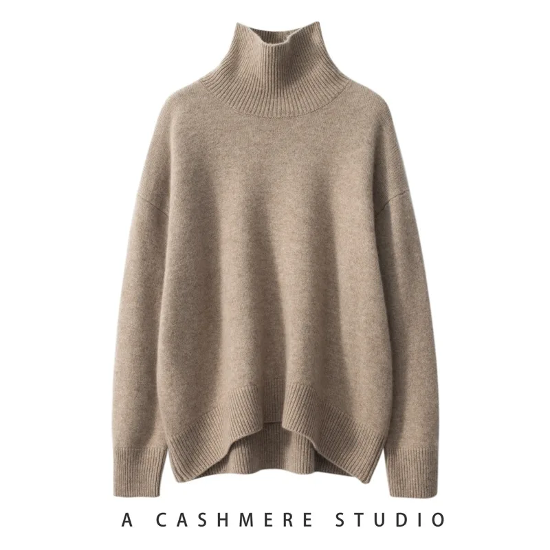 

2023 autumn and winter new turtleneck cashmere sweater women's 100% pure cashmere sweater thickened wool sweater