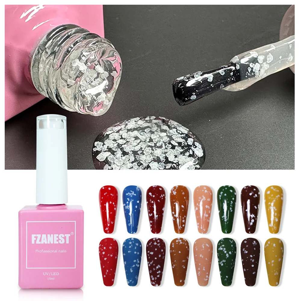 FZANEST Snow Flake Top Coat Nails Base con finitura a fiocco di neve e Top Coat Gel Nail Art accessori forniture per unghie per natale