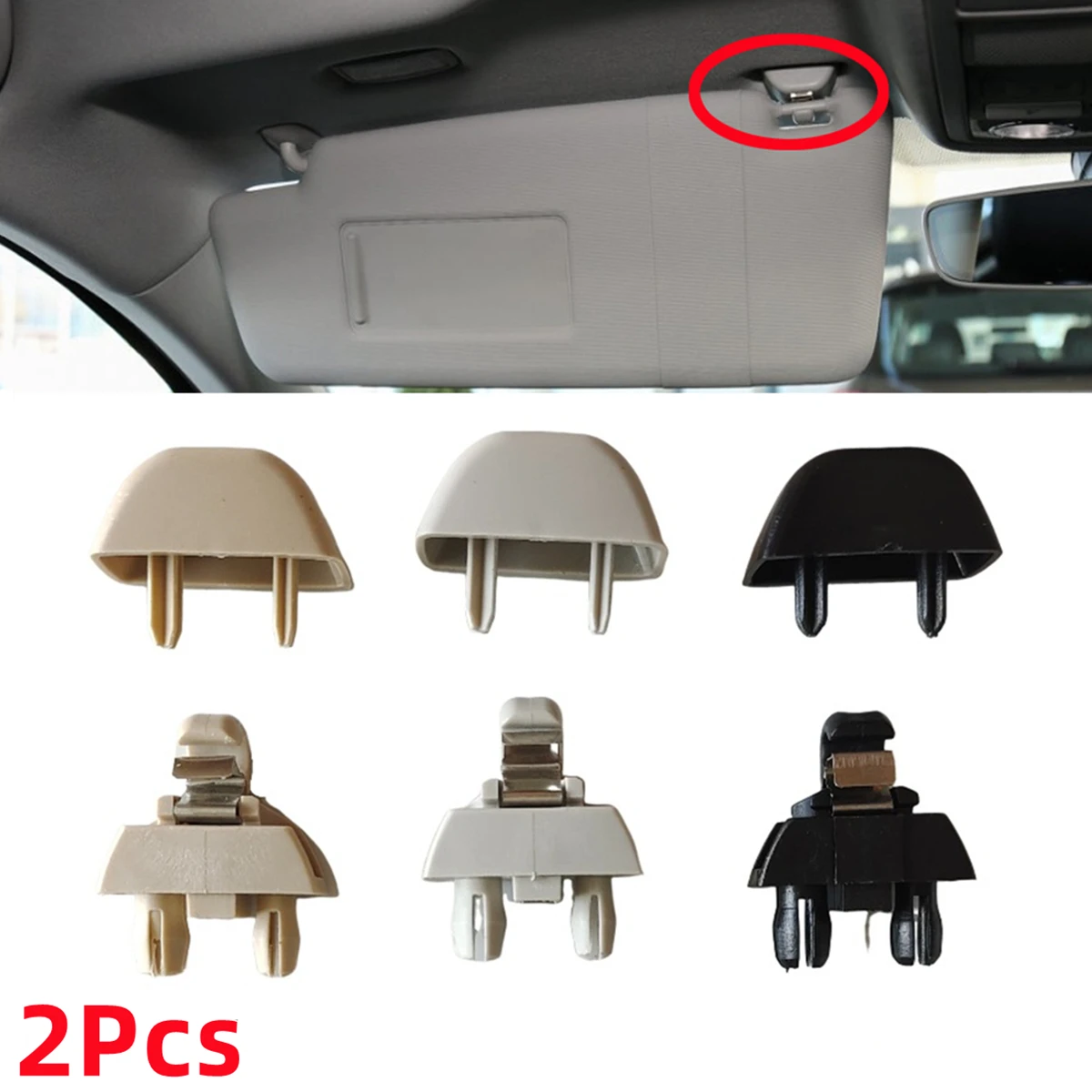 

6RD857561 6R0857561 2pcs Black Gray Beige Sun Visor Support Retainer Clip Hook For VW Polo Passat Up Skoda Citigo Rapid Seat MII