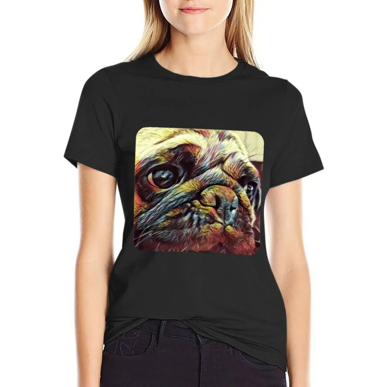 

Floyd the Pug cute photographic print T-Shirt quick drying anime cute tops sports fans t shirts for Women