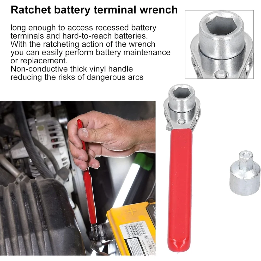 AA14 8mm+10mm Ratchet Wrench, Easy to Carry and Store Compact Size Battery Terminal Wrench