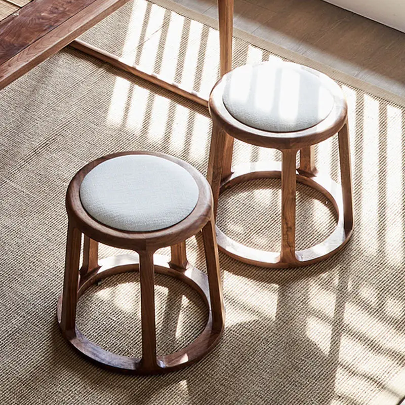 

New Chinese Log Round Stool High-end Premium Solid Wood Drum Seat for Tea Home Furniture Bedroom Dressing & Guzheng Ottomans
