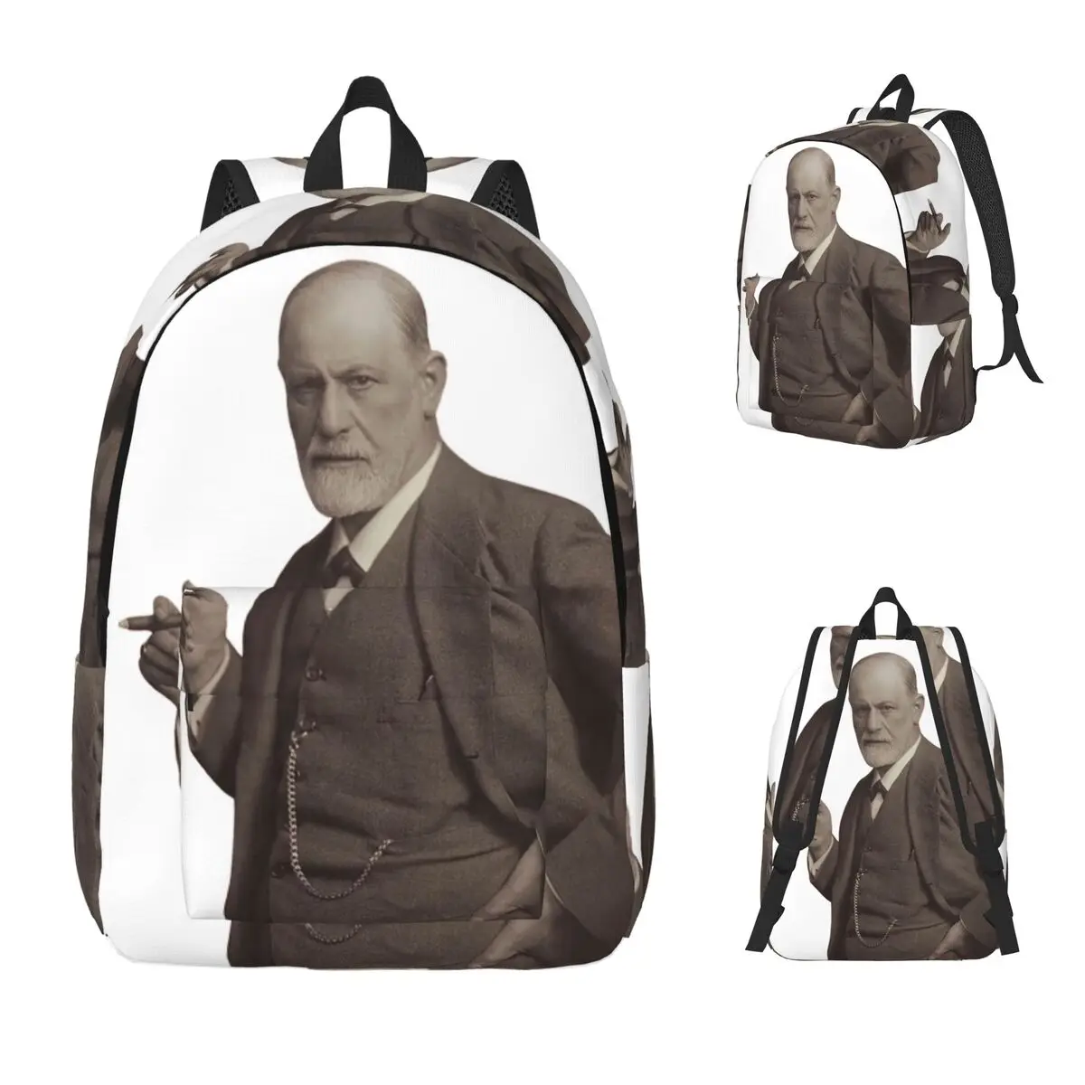 Freud With Cigar Blush Pink Backpack Daypack Large Capacity Kids BookBag School Bag Shoulder Bags for Men Women