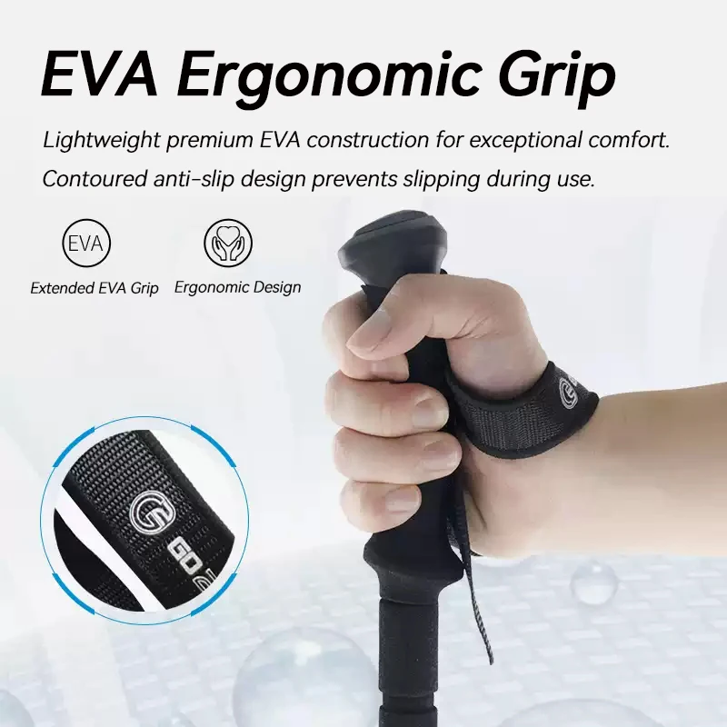 

Carbon Fiber Trekking Poles External Lock 3-Section Telescopic 200g Ultra-Light for Mountain/Glacier Hiking