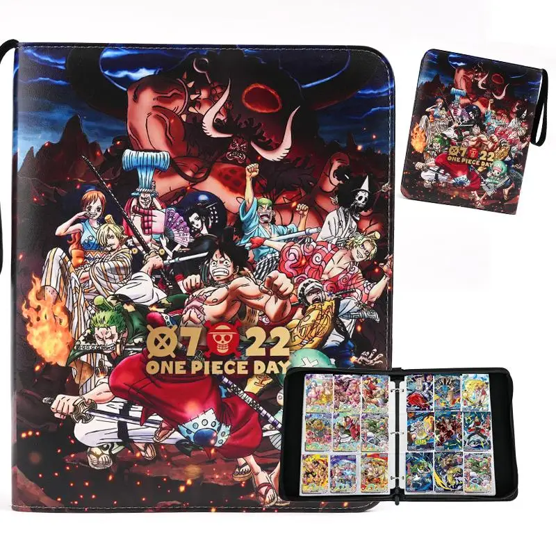 One Piece 25Th Anniversary Card Book Monkey D Luffy Nami Uta Diy 9 Grid Zipper Loose-Leaf Pu Action Toy Figures Game Collection