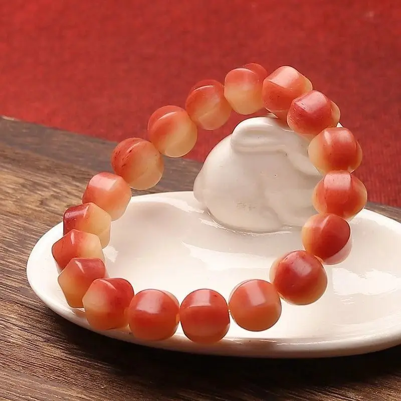 Natural Blood-Filled Solid Carving Shark Back Fidelity Old Materials Bone Buddha Beads Bracelet Tibetan Styl