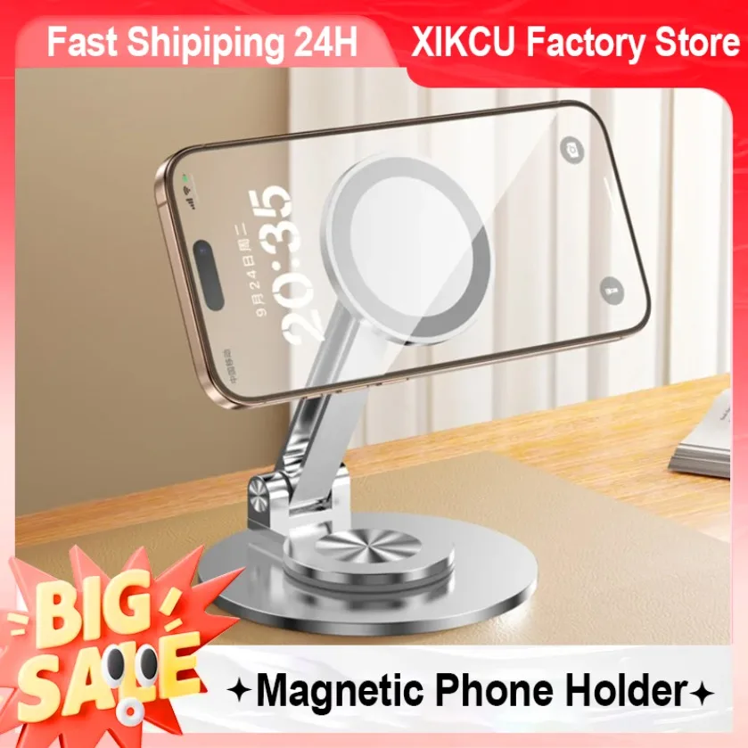 

Настольный компьютер 360° ° Поворотный держатель для телефона, магнитный кронштейн для мобильного телефона для Magsafe iPhone 17, 16, 15, 14, 13, 12, крепление для Samsung Xiaomi 17