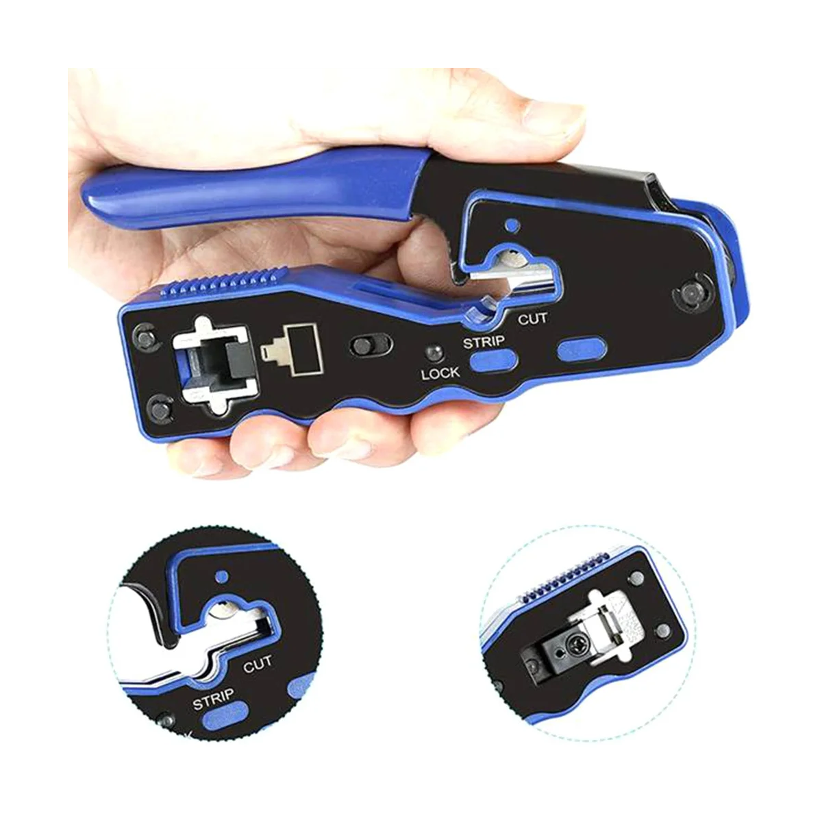 Rede Lan Cable Tester, RJ45 Crimp Ferramenta, Passe Através Modular, CAT6, Cat5E, Cat5, Kit de Crimpagem, 150pcs