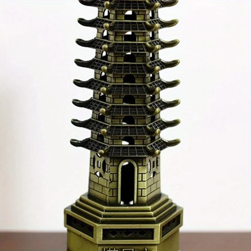 Feng Shui 9-Levels Alloy 3D Model Chinese Wenchang Pagoda Tower Crafts Statue Souvenir Home Decoration Metal Handicraft view 3