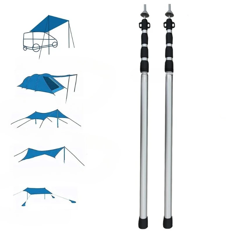 254cm Thicken Aluminum Alloy Tent Pole Adjustable Tent Support Rods Beach Shelter Tarp Awning Pole Poles for Camping Hiking Tent