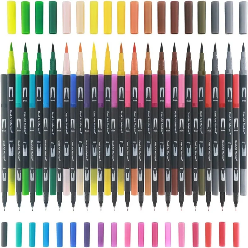12/24/36/60/70/100/120 Colors Art Markers Set Dual Tip Brush Pen Headed Artist Watercolor Markers For Animation Manga Kids Gifts