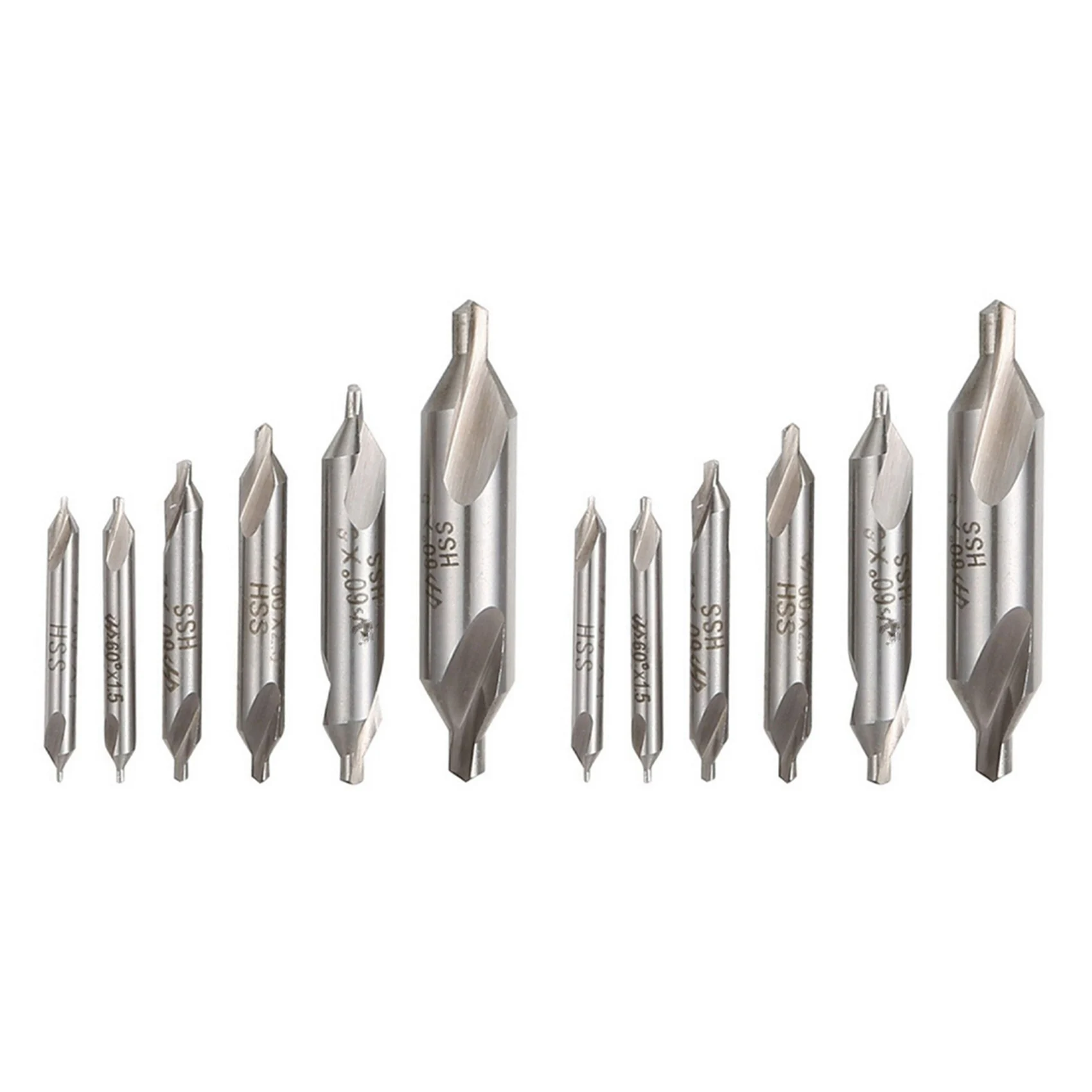 【ELECTRONIC-ACCESSORIES】12 PCS HSS Combined Center Drills Bit Set Countersink 60 Degree Angle 5/3/2.5/2/1.5/1 Mm