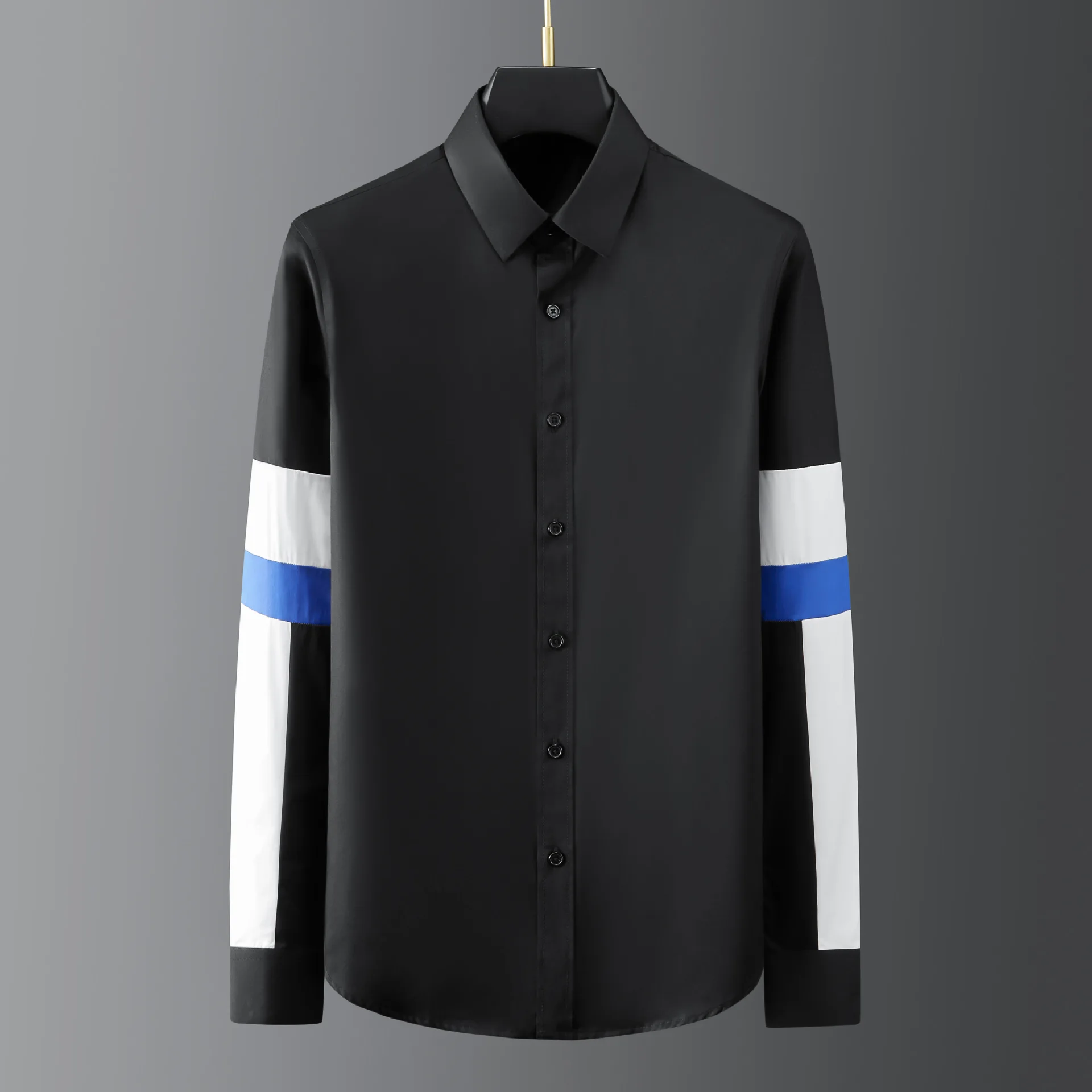 

Splicing Men Shirts Long Sleeve Slim Fit Casual Shirt Male Business Social Formal Dress Shirts Stage Banquet Tuxedo Men Clothing