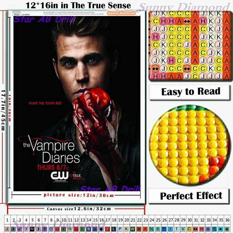Program telewizyjny 5D Diy diamentowe malowanie pamiętniki wampirów Damon Stefan Elena pełne wiertło mozaika krzyż zestaw do szycia ozdoby do
