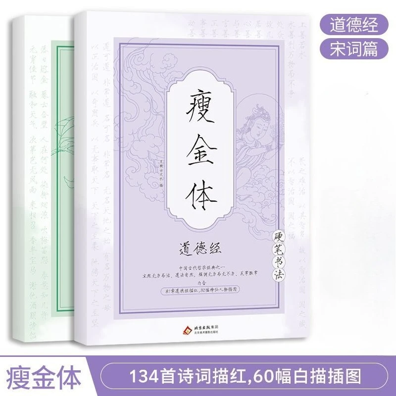 Slender Gold Style Calligraphy for Beginners: Copying Models Book Dao De Jing & Song Ci Tracing Calligraphy Copybooks