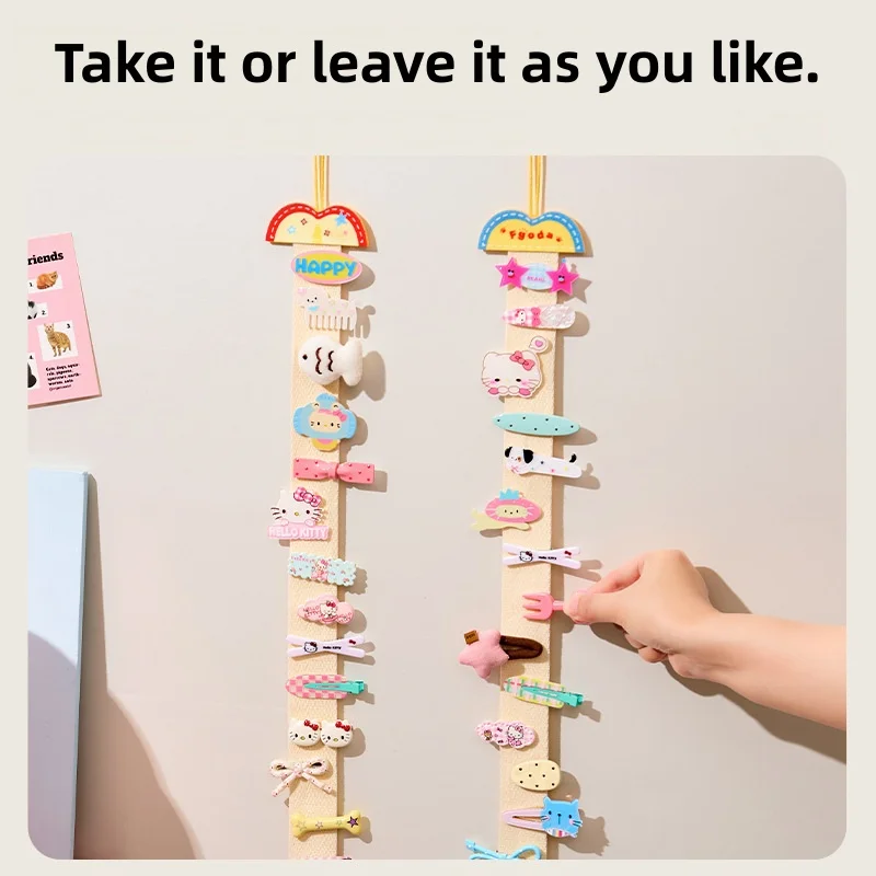 Cute Cartoon Wall Hanging Hair Clip Storage Strip Soft Fabric Hair Accessories Organizer Space Saving Holder For Girls Bedroom