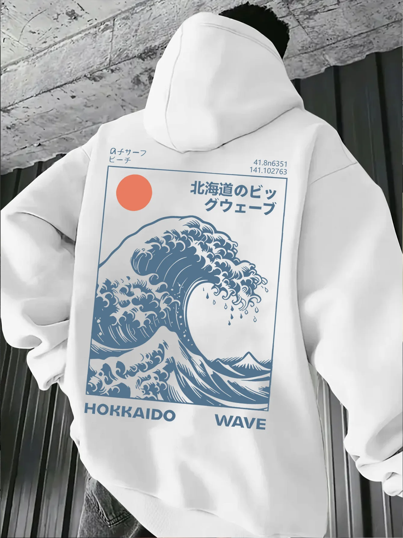 

Мужские толстовки с принтом "Inspired By The Fresh Wave Sunrise", повседневные модные винтажные толстовки с длинными рукавами, мужские толстовки с капюшоном в японском стиле