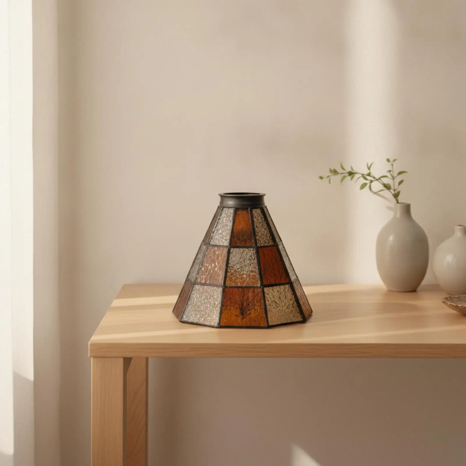 Amber Cream Textured Glass Pendant Shade Decorative Tapered Glass Pendant Shade Modern Lampshade for Window Area, Reading