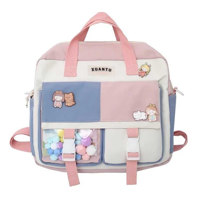 Large Capacity Cute Tote Bags Fashion Trendy Nylon School Backpack Shoulder Book Bag for Teenage Girls Student Crossbody Bag