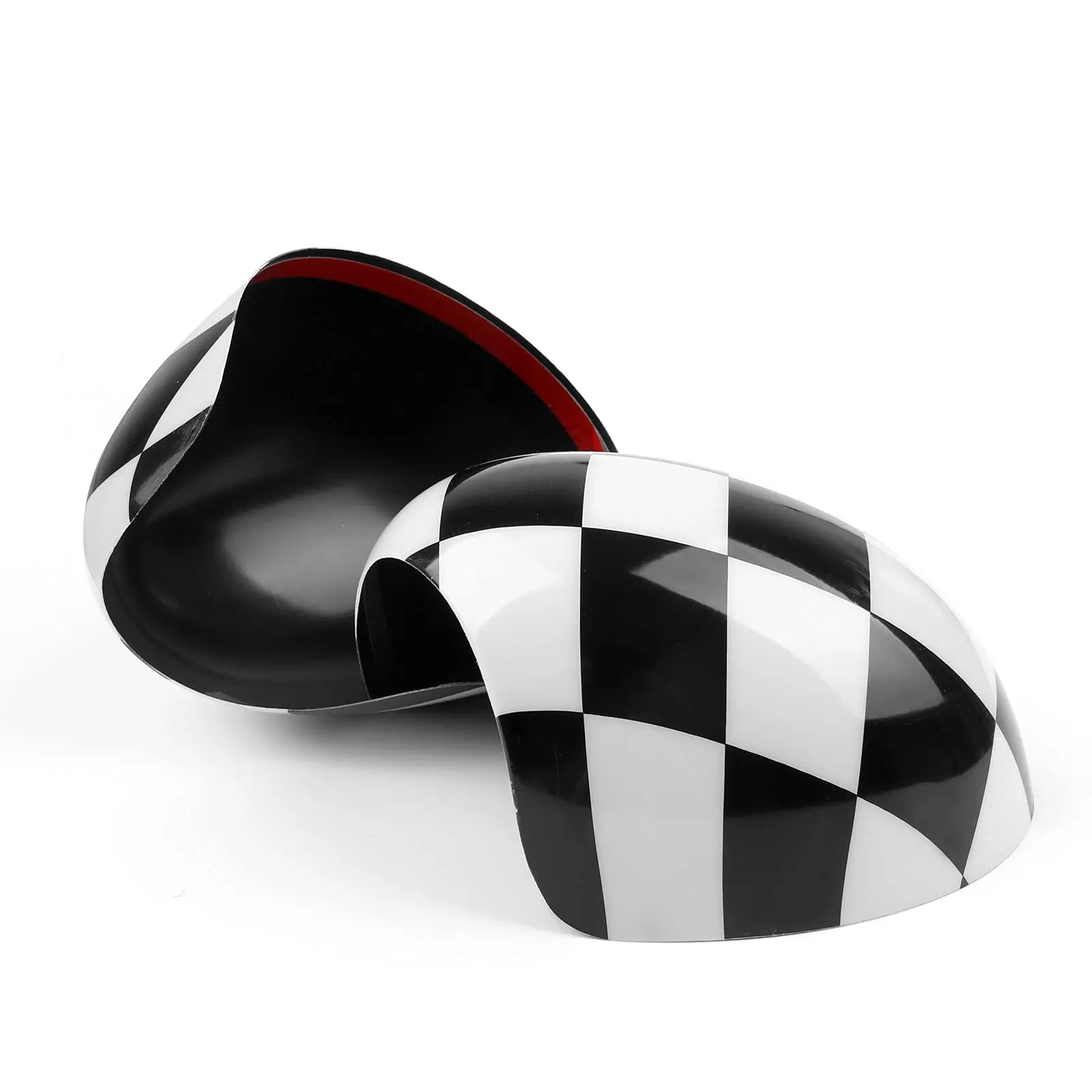 Car Checkered Mirror Caps Covers for BMW MINI Cooper R55 R56 R57 with Auto Powerfolding Mirrors Only