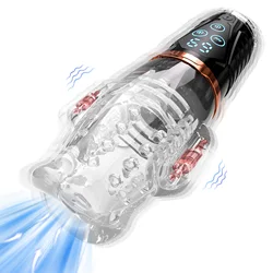 Máquina de boquete vaginal texturizada 3D para homens, sucção LCD, masturbador masculino, vibrador automático, buceta de bolso, brinquedos sexuais adultos