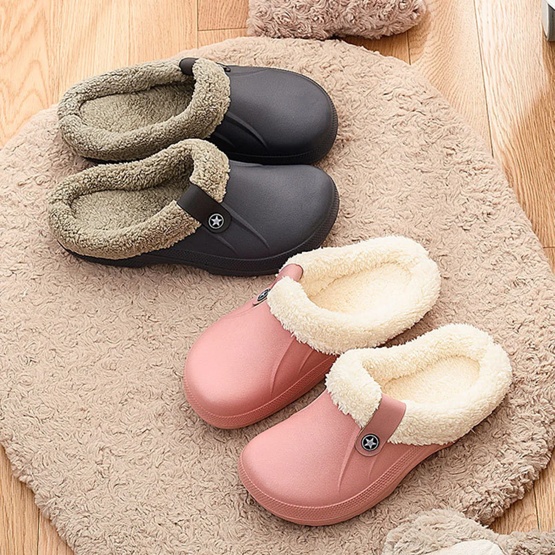 

Unisex family slippers, winter slippers, indoor shoes, women's warm fur slippers, fashionable flip flops, mule slippers and