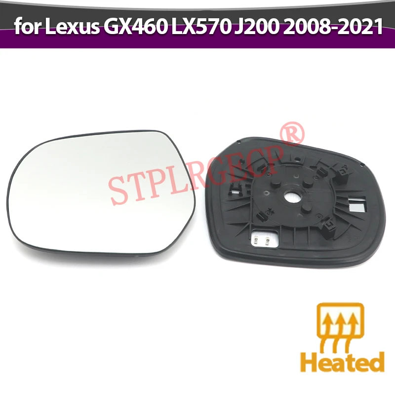 Exterior Side Power Replacement Mirrors Reflective Lens Mirror Glass Parts for Lexus GX460 LX570 J200 2008-2021