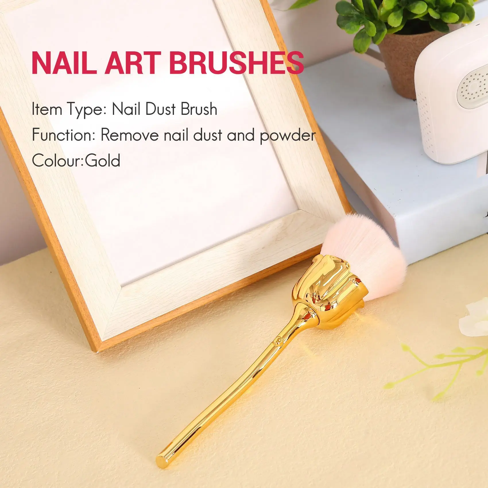 

Щетка для пыли для ногтей Щетка с розовой розой Щетка для чистки ногтей Щетка для румян и пудры-горячая