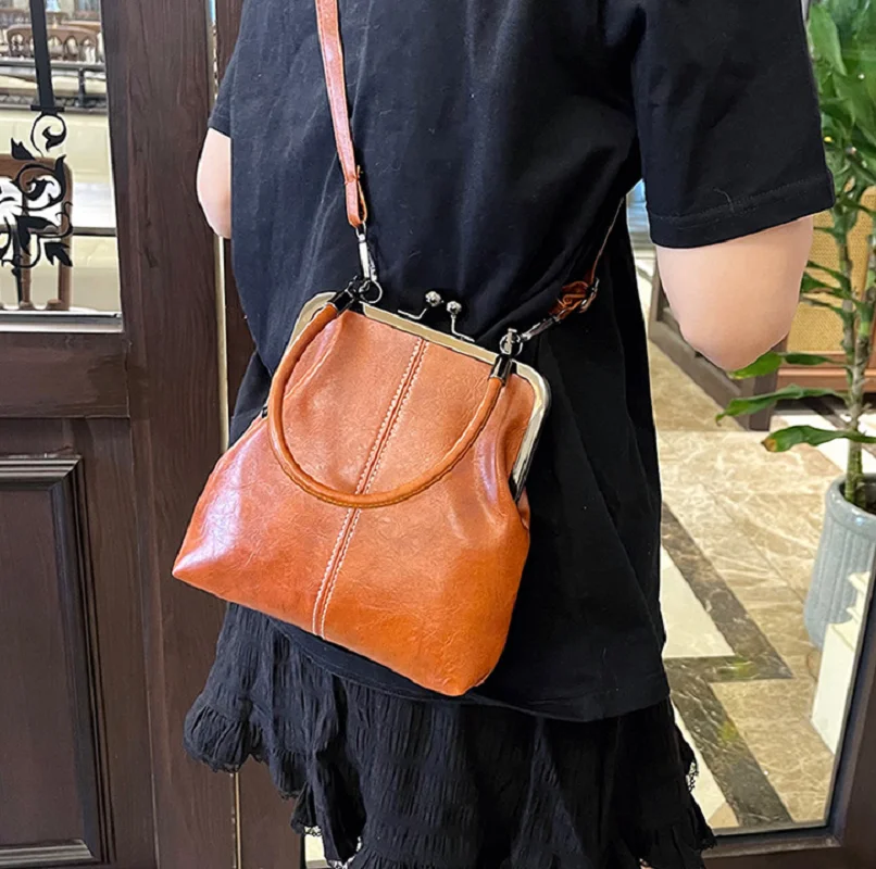 2025 New Fashion Vintage Soft Leather Cosmetic Bag Purse Women's Handbag Crossbody Shoulder Bags Evening Party Totes Wallet