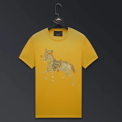 2024 Graphic T Shirts Women Clothing Colorful Horse Rhinestones Fashion Streetwear O Neck Short Sleeve Womens Tshirts Big Sizes