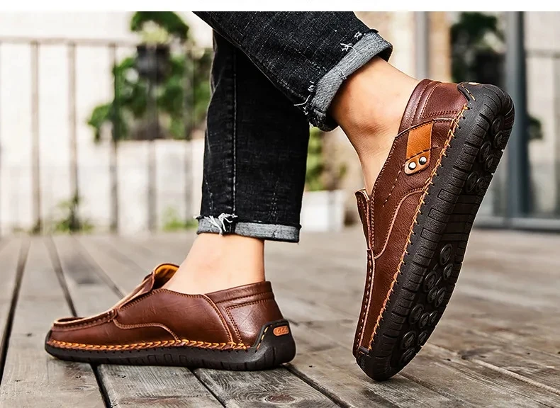 Neue Mode Männer Casual Schuhe Handgemachte Leder Loafer Bequeme männer Schuhe Qualität Split Leder Flache Fahren Schuhe Größe 48 – Detail 26