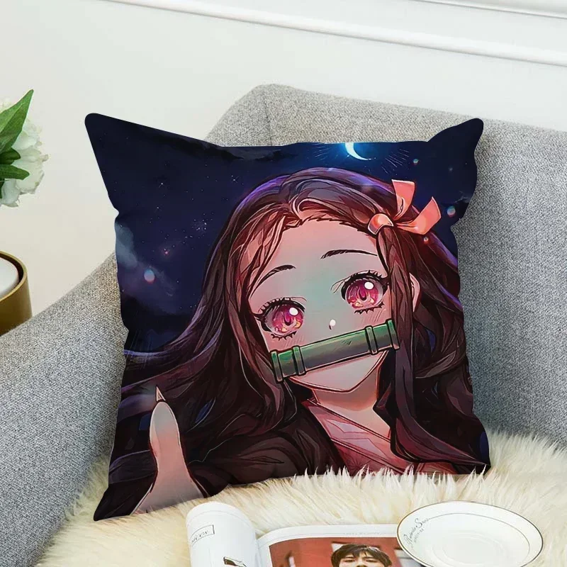 Demon Slayer Anime Pillow Covers Free Shipping Decorative Pillows Cushion Cover 45*45 Pillowcase 40x40 Cushions Home Decor Sofa