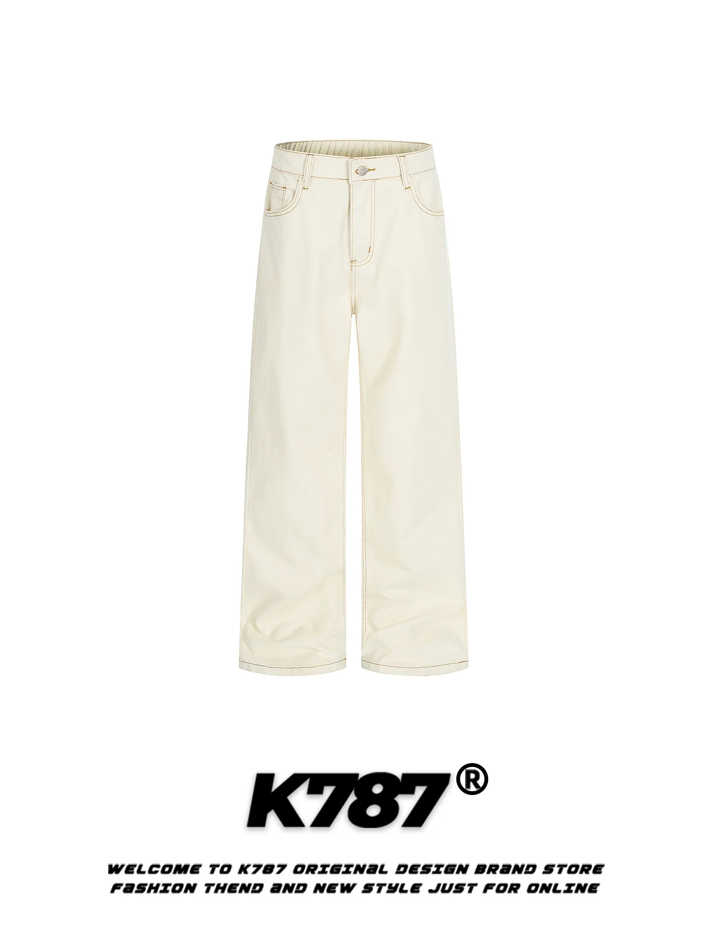 

K787 American Casual Cleanfit Jeans ex Loose Straight Leg Wide Leg Pants Color High Waist Casual Trousers