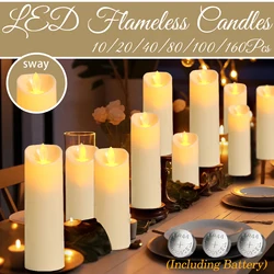 10-160Pcs Flickering Wedding Decor Candles Birthday Flameless Candle Concert LED Candles Battery Operated Electronic Candles