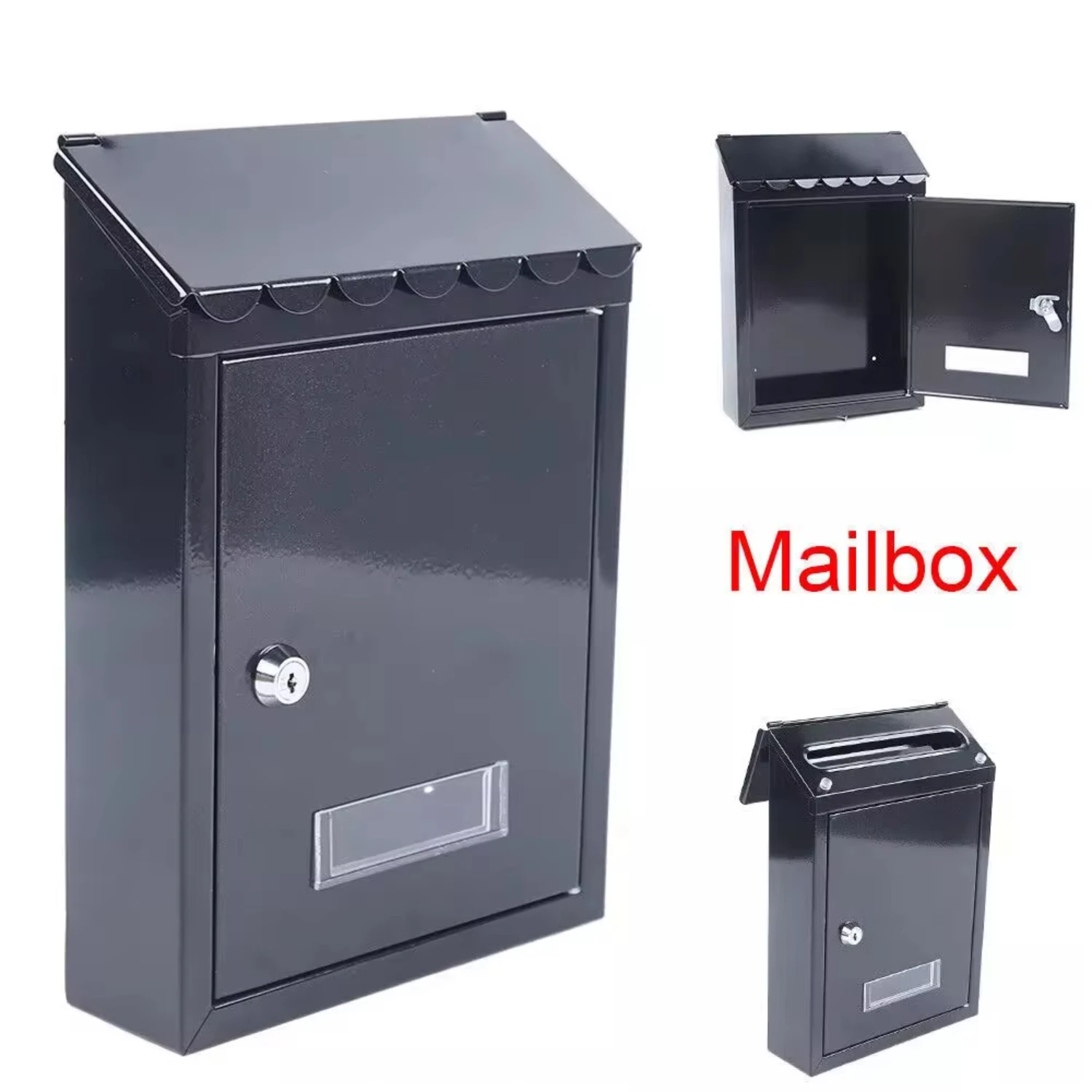 Outdoor Waterproof Wall Mounted Mailbox with 2 Keys - Mailbox TX0080 Black