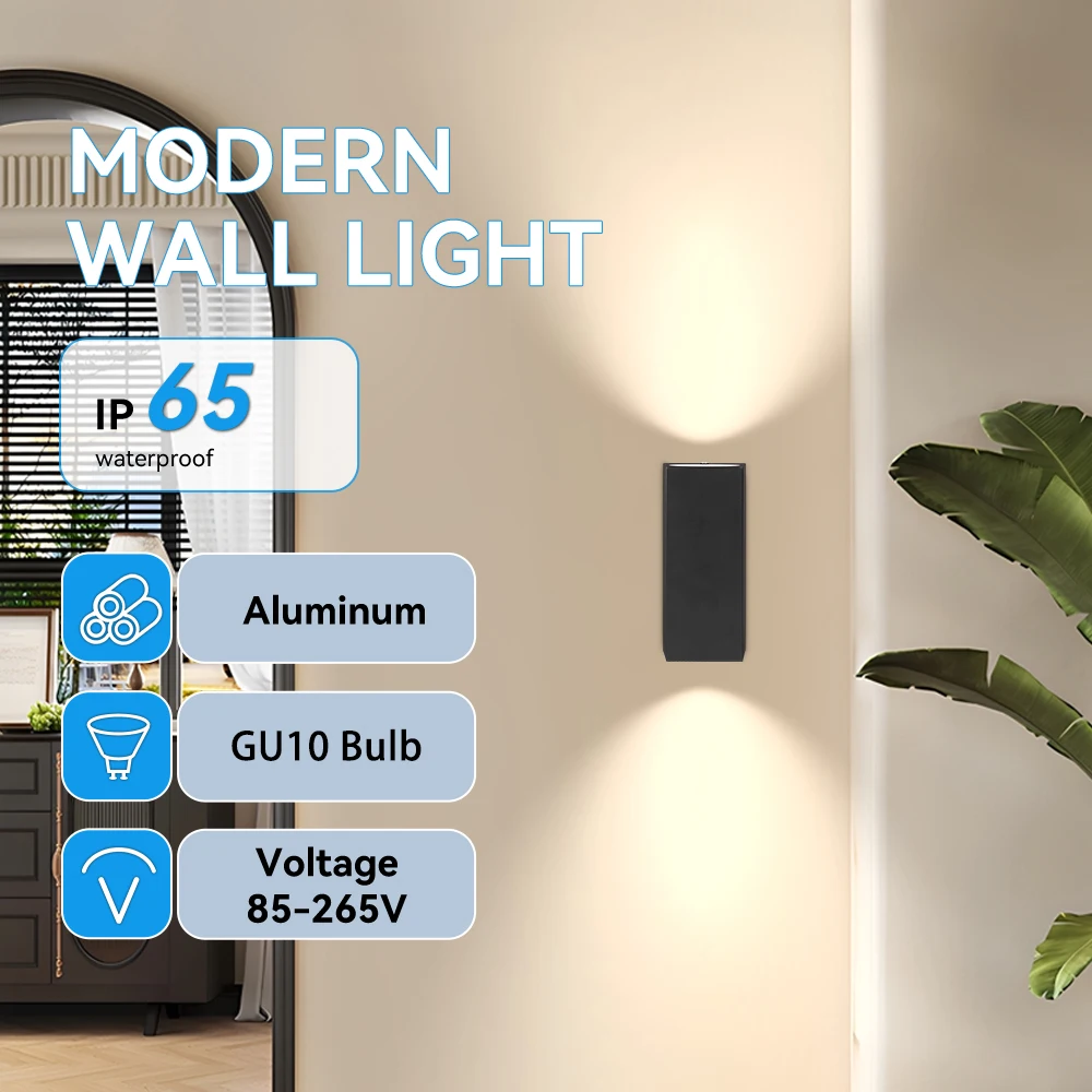

GU10 Outdoor Wall Lamps IP65 Waterproof Aluminum Wall Light for Porch Courtyard Bathroom Bedroom Wall Sconce Decor 110V