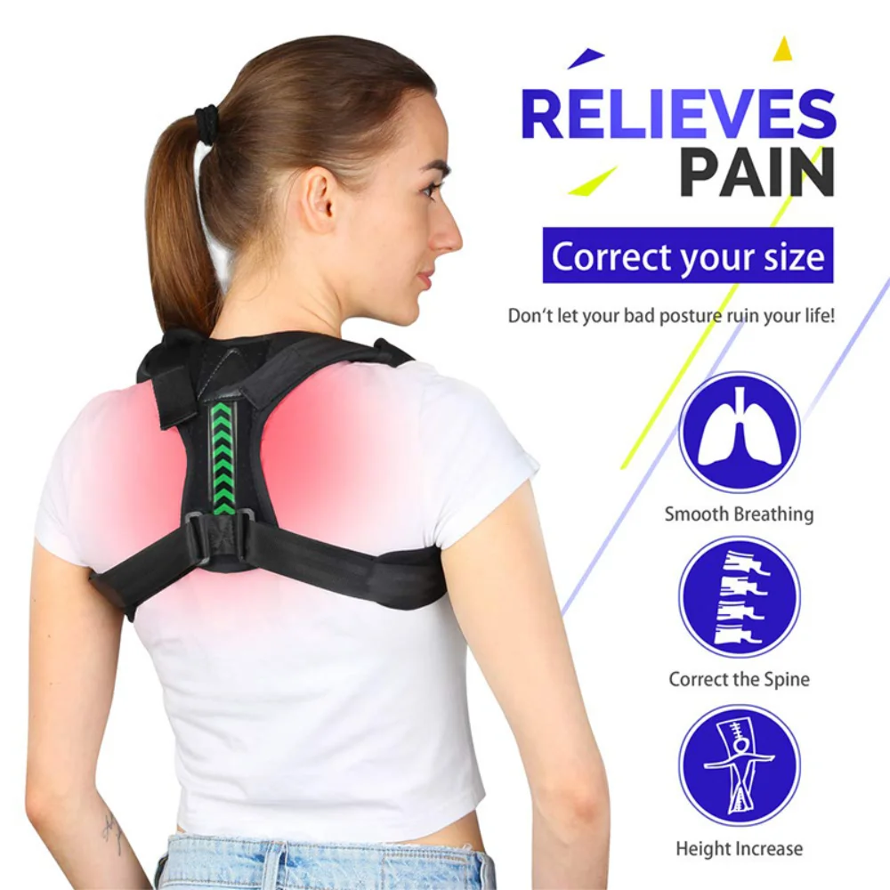 Adjustable Shoulder Back Posture Corrector Corset Neck Clavicle Spine Support Upper Back Kyphosis Correction Body Reshape Unisex