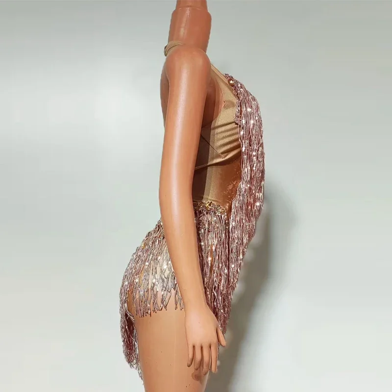 セクシーなポールダンス衣装ゴールドラインストーンボディスーツ女性パーティードラッグクイーン衣装バー Ds Dj ステージゴーゴーパーティー衣装