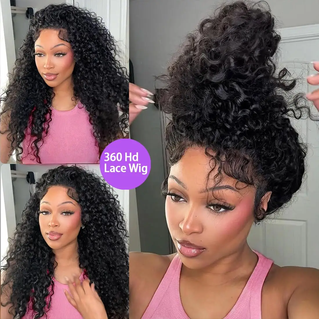

Deep Wave 360 Full Lace Wigs 32 Inch Transparent Lace Curly Wig 200 Density 13X4 5X5 HD Lace Front Human Hair Wigs For Women