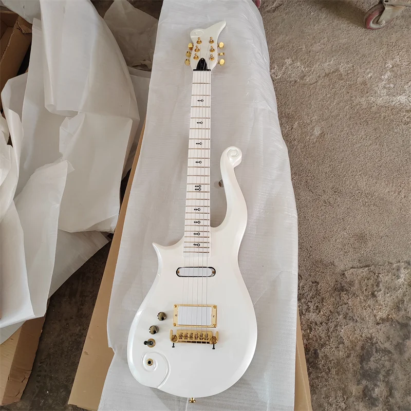 Left Hand Prince Electric Guitar, Pearl White Paint, Can Be Customized Colors, Available in Stock, 6 Strings