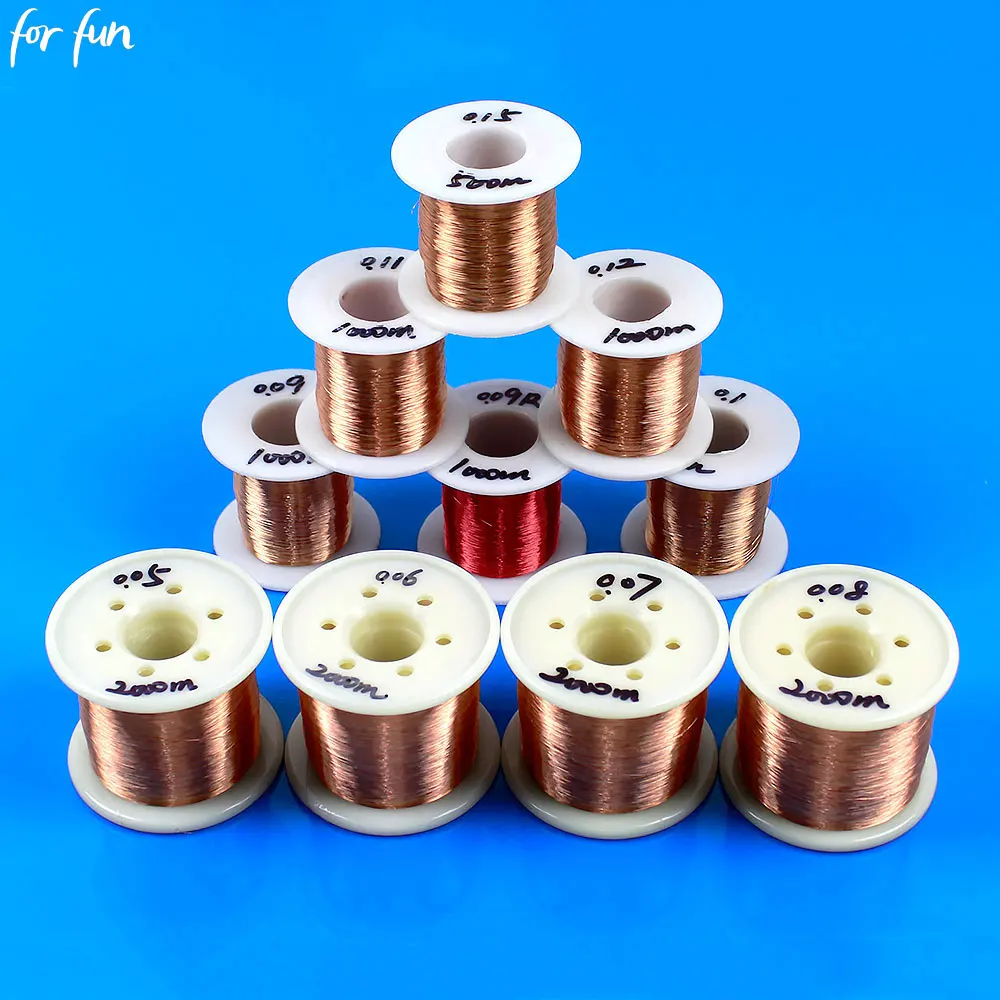Drut miedziany poliuretanowo emaliowany For Fun QA-1-155 0.05mm-0.08mm x 2000M, drut elektromagnetyczny do nawijania 0.09-0.12mm x 1000M