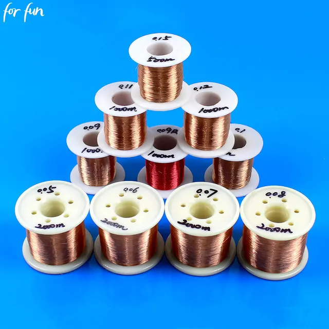 Drut miedziany poliuretanowo emaliowany For Fun QA-1-155 0.05mm-0.08mm x 2000M, drut elektromagnetyczny do nawijania 0.09-0.12mm x 1000M