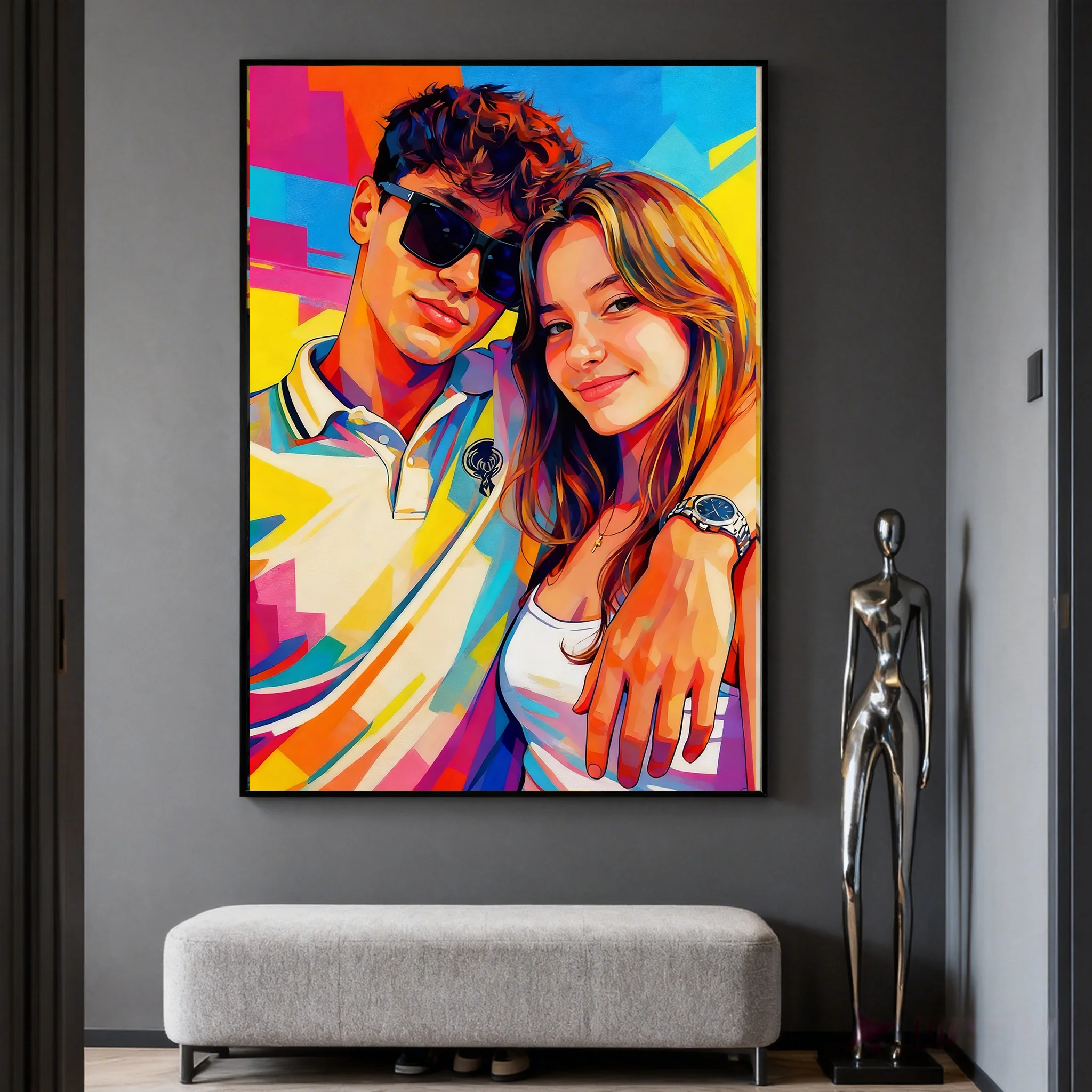 Customization Personalized Modern Pop Style Canvas Print Poster Portrait Couple Family Pet Wall Art Poster For Home Decor Gifts image 4
