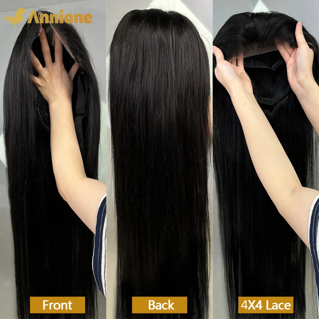 Glueless Wigs Human Hair Ready To Wear 4X4 Preplucked Human Hair Wigs 12A Long Straight Lace Front Wig Human Hair Clearance Sale