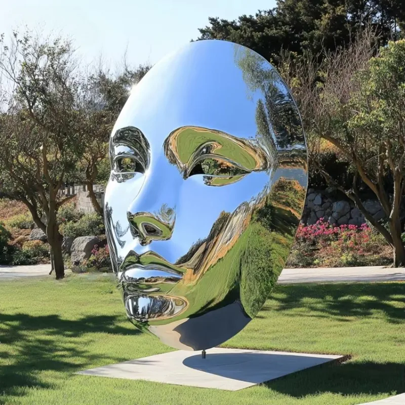 New Design Outdoor Garden Park Metal Mask Stainless Steel Abstract Face Sculpture