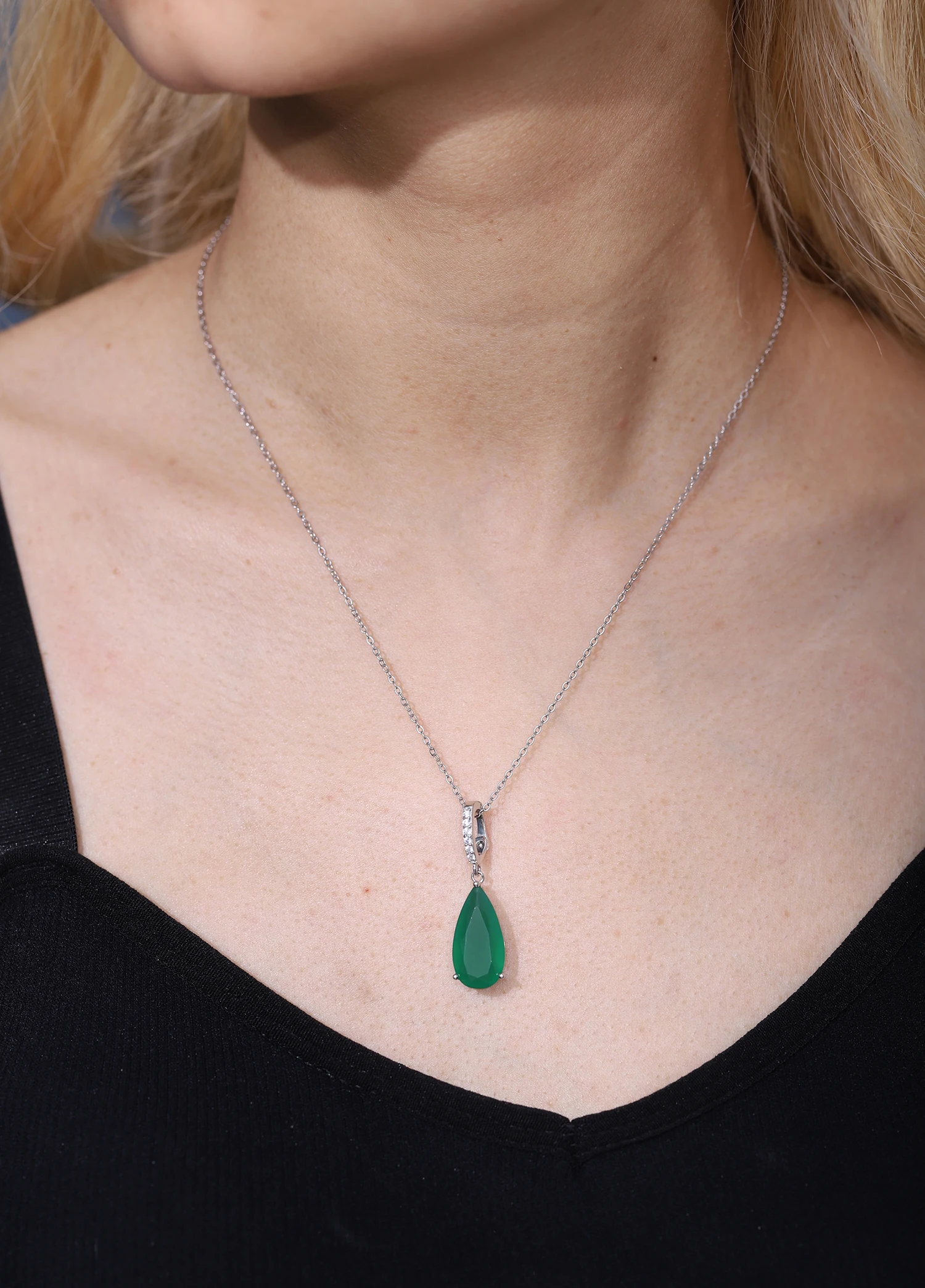 Gem\'s Ballet 7.89Ct Natural Green Agate Gemstone Pendant  925 sterling Silver Necklaces&Pendants For Women Fine Jewelry